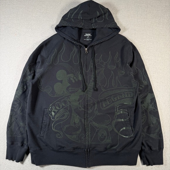 Disney‎ Mickey Mouse Sorcerer Zip Up Hoodie Black Green Graphic Men's Large